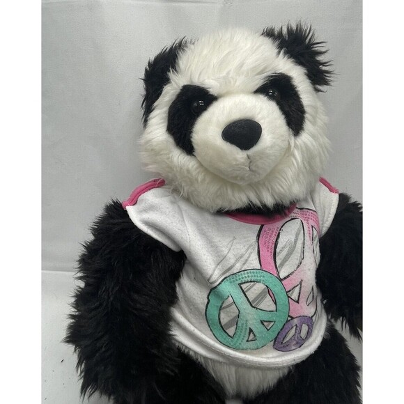 VTG Build A Bear Panda Bear With 3 Peace Sign Tee Shirt Plush Stuffed Animal Toy - Picture 7 of 14